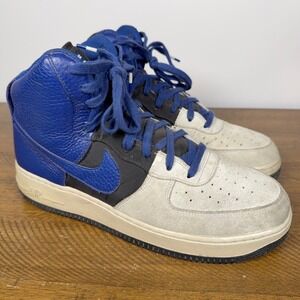Nike‎ Air Force 1 Shoes Mens 10 Blue Black Gray High Suede Leather Basketball